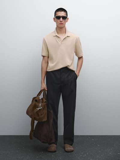 Massimo Dutti Поло из микроструктуры пике хлопок купить с доставкой.