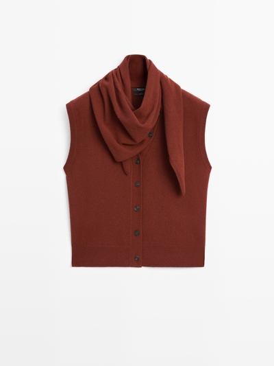 Massimo Dutti Жилет с деталями шарфа из 100% шерсти купить с доставкой.