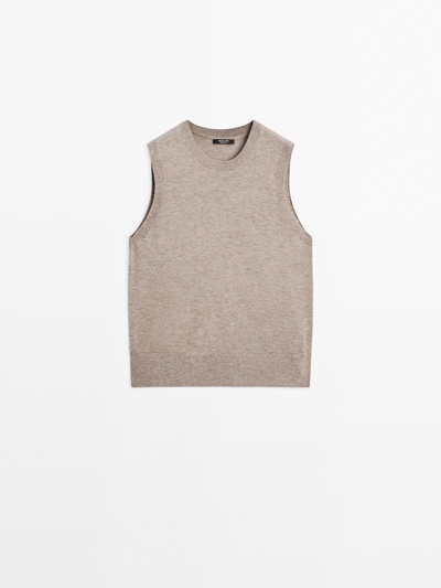 Massimo Dutti Жилет короткий с округлым вырезом из шерсти