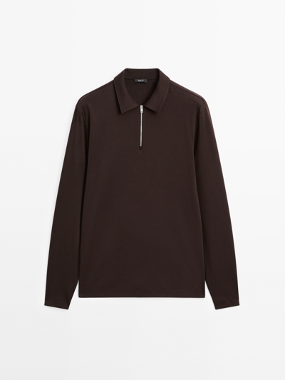 Massimo Dutti Поло с длинным рукавом на молнии