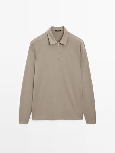 Massimo Dutti Поло с длинным рукавом на молнии