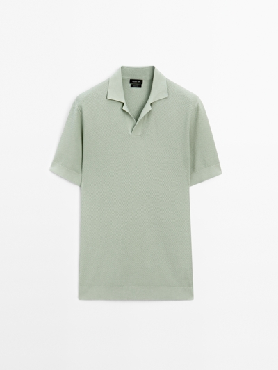 Massimo Dutti Поло с короткими рукавами из текстурированного вязаного полотна