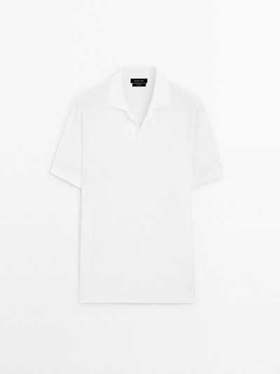 Massimo Dutti Поло с короткими рукавами из текстурированного вязаного полотна