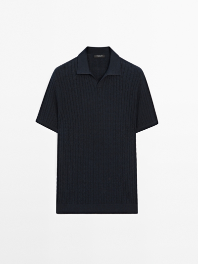 Massimo Dutti Плетеная вязаная поло-рубашка купить с доставкой.
