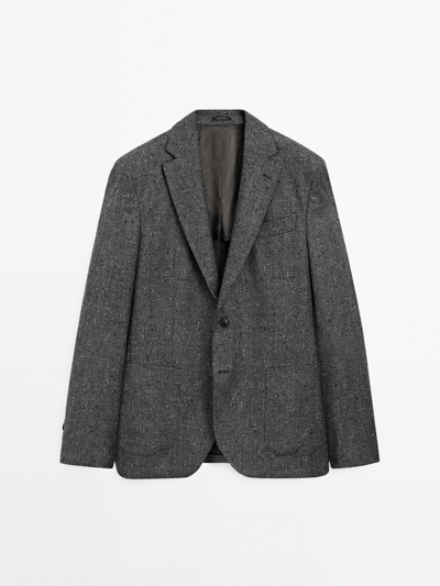 Massimo Dutti Шерстяной пиджак с текстурным рисунком клетки купить с доставкой.