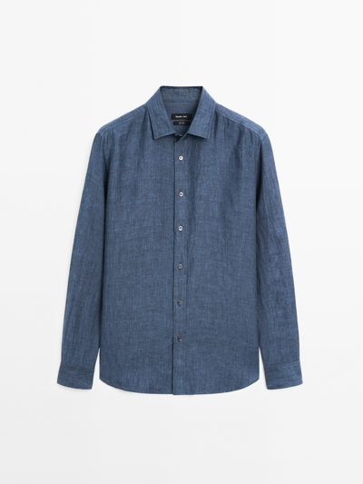 Massimo Dutti Рубашка из 100% льна в классическом крое купить с доставкой.