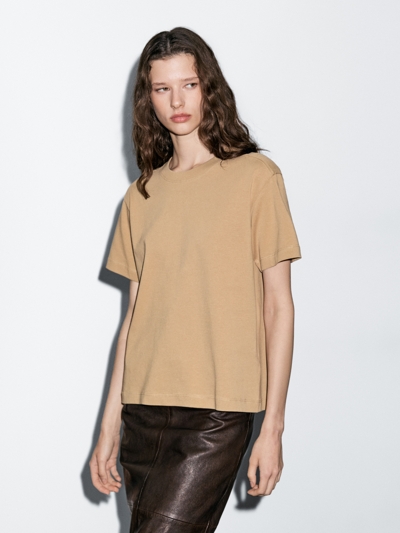 Massimo Dutti Хлопковая футболка с коротким рукавом из 100%