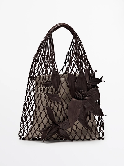 NAPPA LEATHER FLORAL MESH BAG