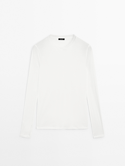 Massimo Dutti Легкая футболка с деталями воротника купить с доставкой.