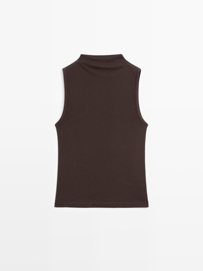 Massimo Dutti Топ с воротником-хомут из 100% хлопка