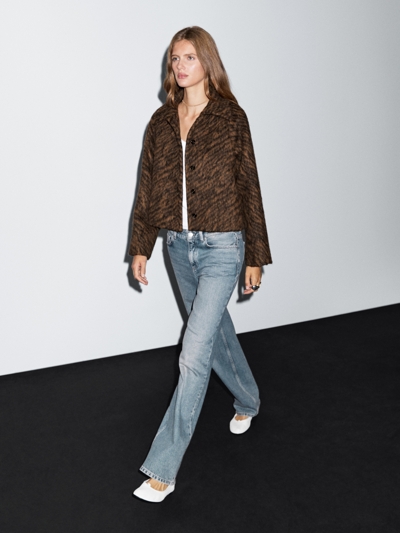 Massimo Dutti Короткое пальто в анималистичном принте купить с доставкой.