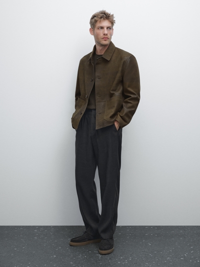 Massimo Dutti Куртка из овечьей кожи с эффектом потертости купить с доставкой.