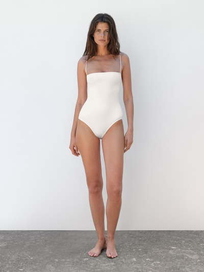 Massimo Dutti Купальник-бандо с деталями на спине купить с доставкой.