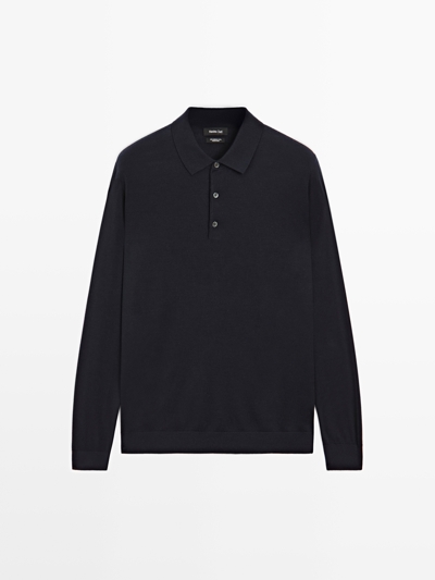 Massimo Dutti Поло вязаный свитер из 100% мериносовой шерсти купить с доставкой.