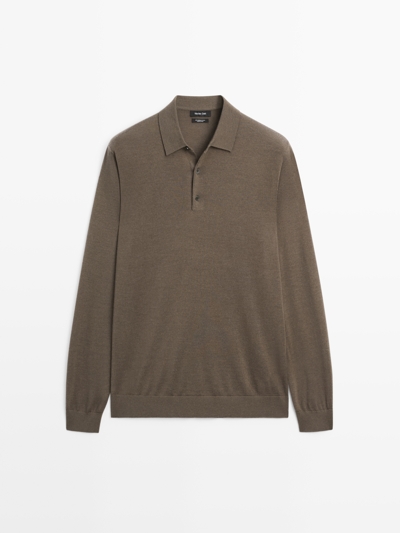 Massimo Dutti Поло вязанный свитер из 100% мериносовой шерсти купить с доставкой.
