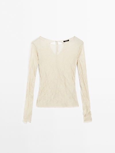 Massimo Dutti Футболка с длинным рукавом в стиле CREASED-EFFECT купить с доставкой.