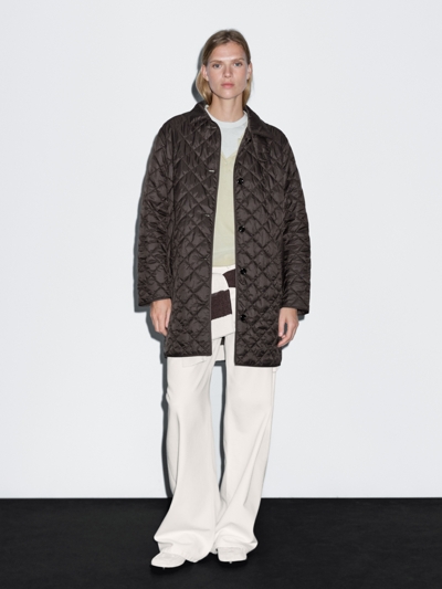 Massimo Dutti Длинный легкий стеганный пуховик купить с доставкой.