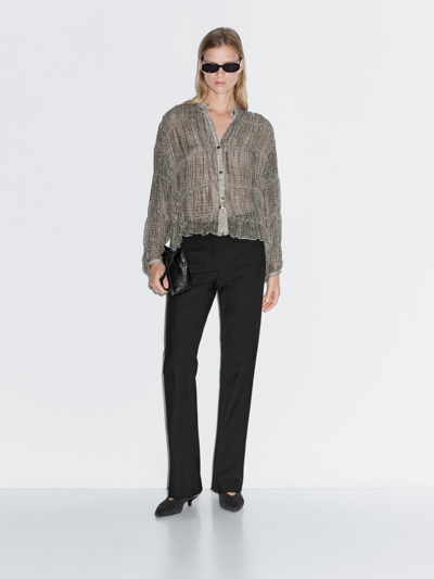 Massimo Dutti Рубашка с гофрированным эффектом в клетку купить с доставкой.