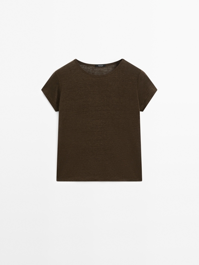 Massimo Dutti Футболка с коротким рукавом из 100% льна купить с доставкой.