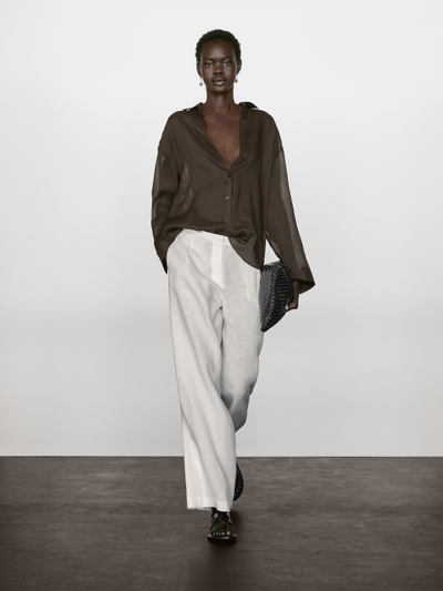 Massimo Dutti Рубашка из текстиля из рами с плавным падением