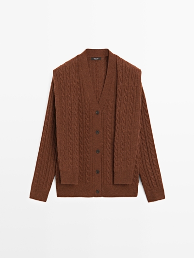 Massimo Dutti Кардиган из шерстяной смеси с деталями шарфа купить с доставкой.