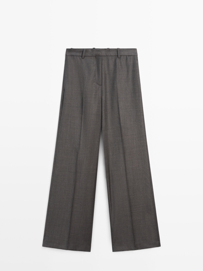 Massimo Dutti Широкие брюки для костюма из 100% шерсти купить с доставкой.