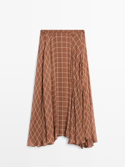 Massimo Dutti Длинная юбка с клетчатыми деталями купить с доставкой.