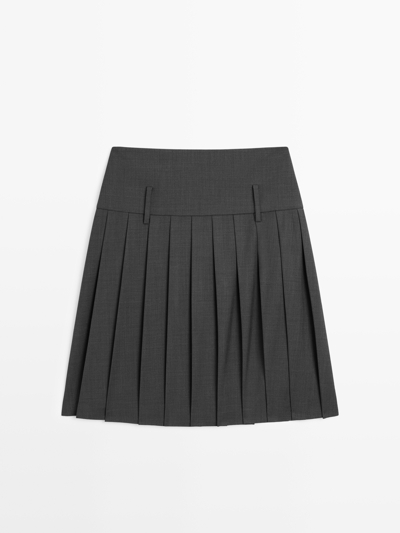 Massimo Dutti Юбка короткая с запахом и плиссированным поясом купить с доставкой.