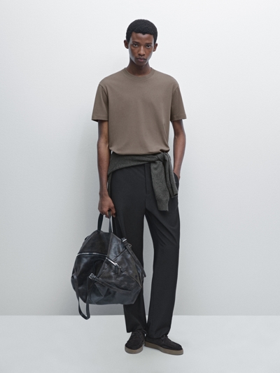 Massimo Dutti Футболка среднего веса из 100% хлопка купить с доставкой.