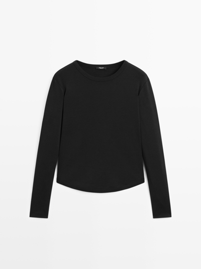 Massimo Dutti Футболка с длинным рукавом и закругленным подолом купить с доставкой.