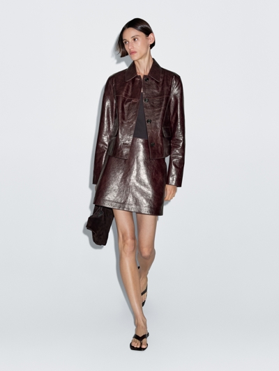 Massimo Dutti Юбка из натуральной кожи купить с доставкой.