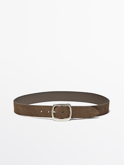 Massimo Dutti Ремень из спилковой кожи с закругленной пряжкой купить с доставкой.