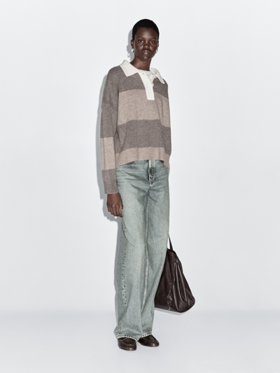 Massimo Dutti Полосатый свитер-поло из шерстяно-синтетической смеси купить с доставкой.