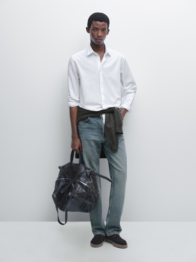 Massimo Dutti Рубашка с регулярной посадкой из текстурированной ткани