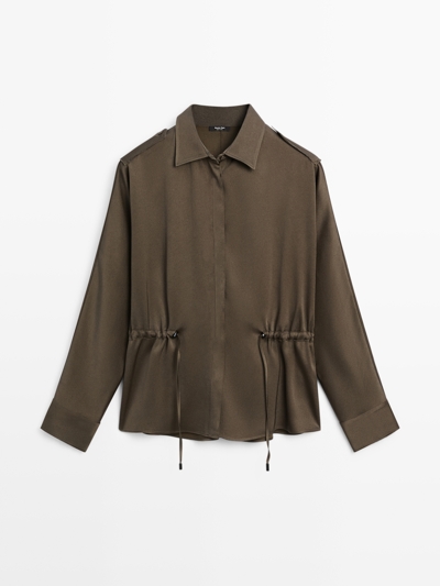 Massimo Dutti Рубашка со шнуровкой на талии купить с доставкой.