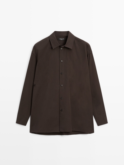 Massimo Dutti Рубашка из поплина с асимметричной застежкой на пуговицы купить с доставкой.
