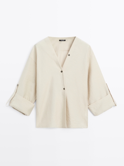 Massimo Dutti Рубашка с застёгнутыми рукавами
