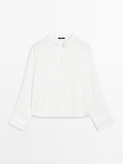 Massimo Dutti Рубашка с стойкой и передним швом