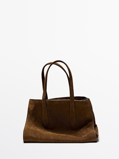 Massimo Dutti Сумка-икона из замши купить с доставкой.