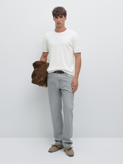 Massimo Dutti Футболка с коротким рукавом из вязаного полотна с деталями цвета купить с доставкой.