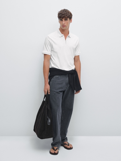 Massimo Dutti Поло с коротким рукавом и застежкой на молнии купить с доставкой.