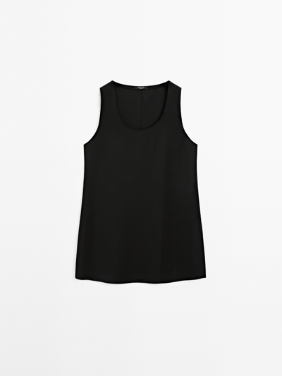 Massimo Dutti Рубашка из атласа без рукавов купить с доставкой.