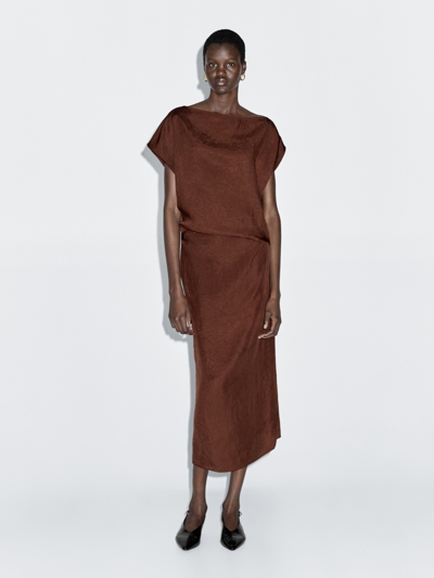 Massimo Dutti Длинное платье с деталями на талии