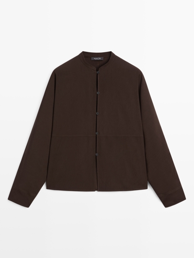 Massimo Dutti Рубашка с мао воротником и прорезью спереди