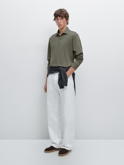 Massimo Dutti Поло с длинным рукавом и контрастным воротником купить с доставкой.