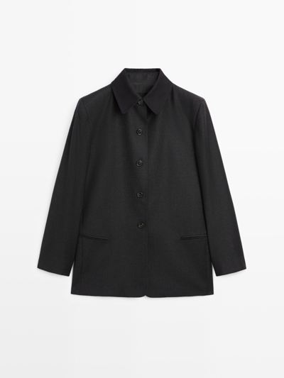 Massimo Dutti Пальто с коротким воротником в контрастном исполнении купить с доставкой.