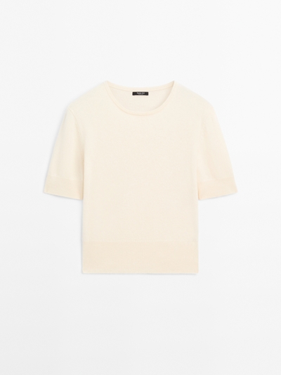 Massimo Dutti Свитер из шерстяной смеси с короткими рукавами купить с доставкой.