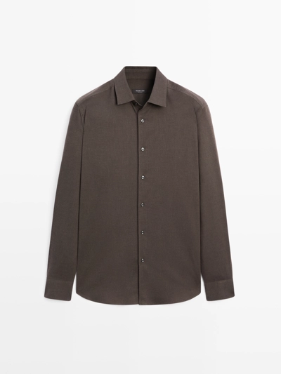 SLIM FIT MELANGE TWILL SHIRT