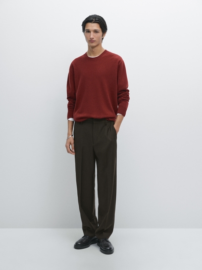 Massimo Dutti Свитер из шерстяно-хлопковой смеси с круглым вырезом