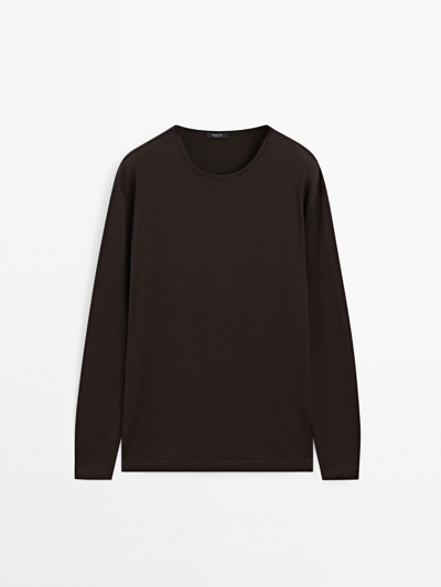 Massimo Dutti Футболка с длинным рукавом из плотного материала купить с доставкой.